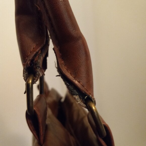 Volcom Brown Leather Shoulder Bag Vintage Look - Picture 6 of 12